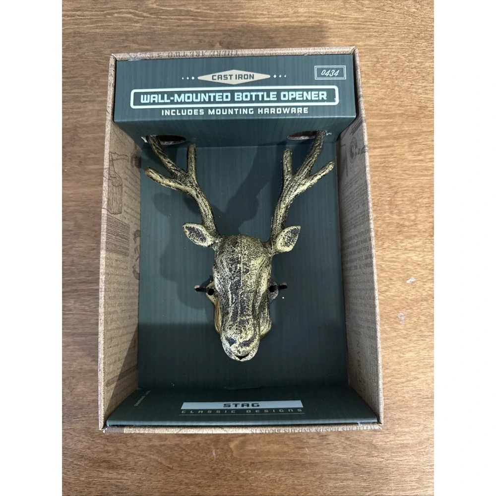 The Kraftsman Co. Cast Iron Deer Srag Wall Mounted Bottle Opener Bar Pub Hunter